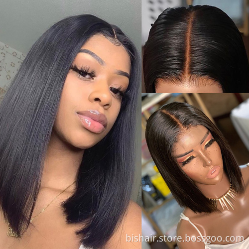BIS Brazilian Straight Bob Human Hair Wigs 4X4 Lace Closure Bob 100% Human Hair Wigs With 150 Density Hair For Black women